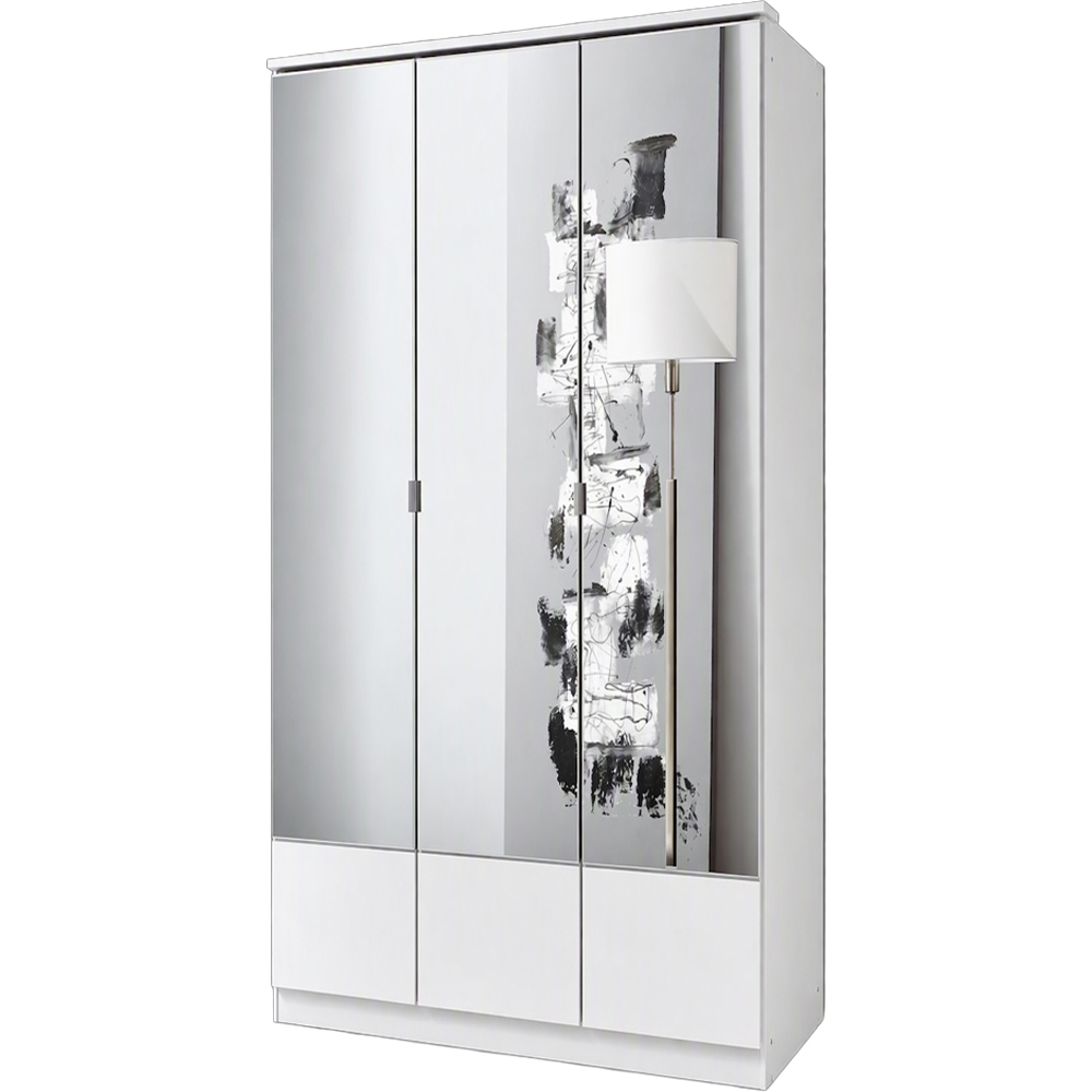TJ'S Sligo 3 Door White Mirrored Wardrobe Image 2