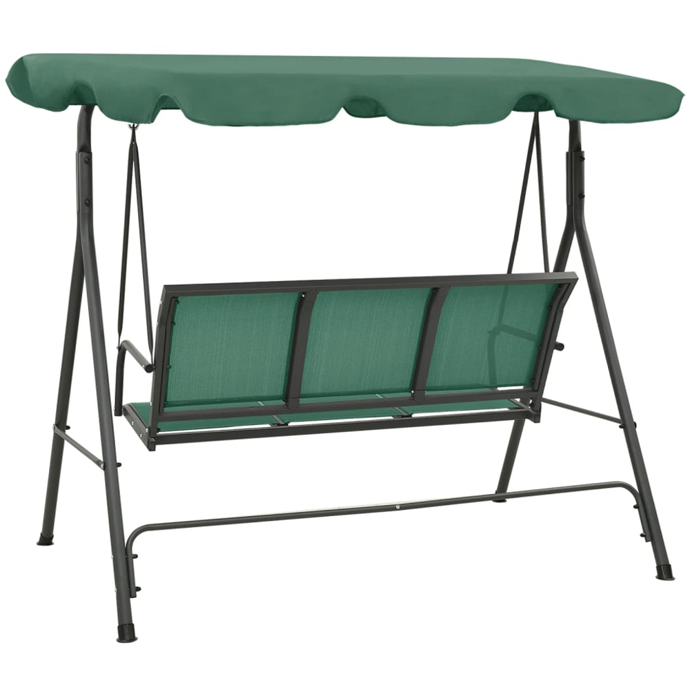 vidaXL 3 Seater Green Garden Swing Bench with Canopy Image 4