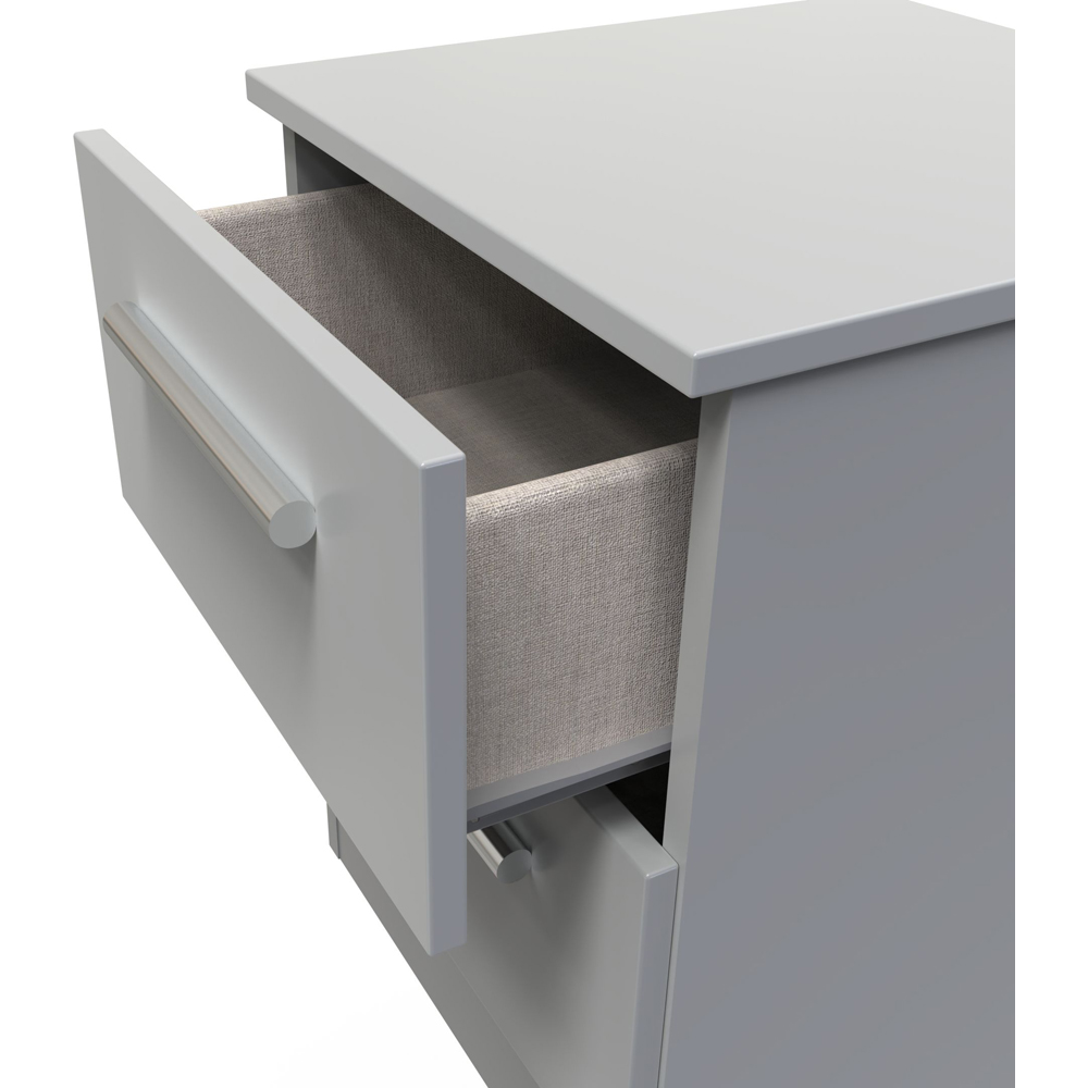 Crowndale Contrast 2 Drawer Dusk Grey Compact Bedside Cabinet Ready Assembled Image 6