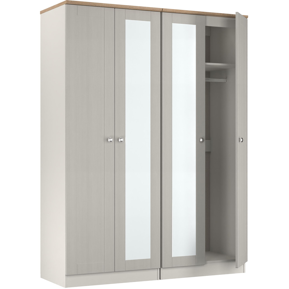 Crowndale Sussex 4 Door Grey Ash and Bardolino Oak Tall Mirror Wardrobe Ready Assembled Image 5