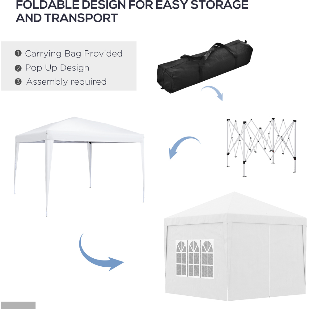 Outsunny 3 x 3m White Party Canopy Tent with Carry Bag Image 6