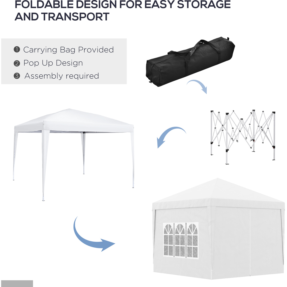 Outsunny 3 x 3m White Party Canopy Tent with Carry Bag Image 7