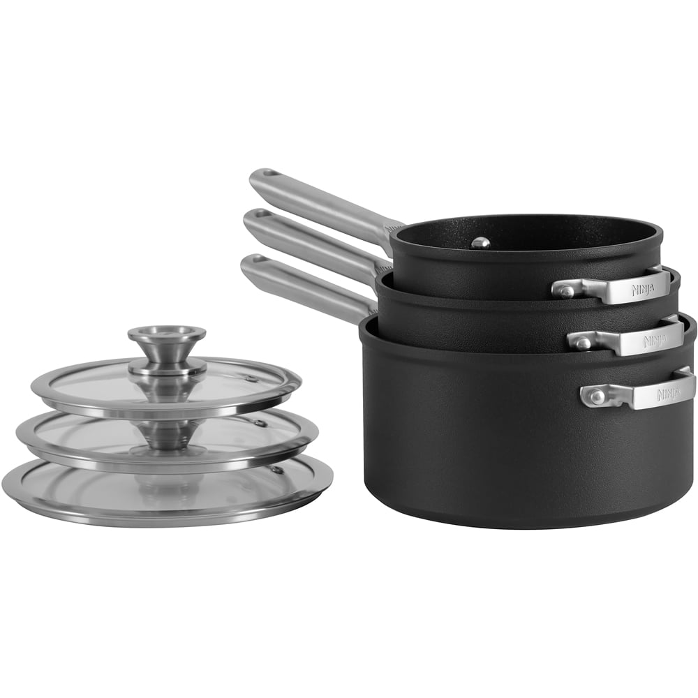 Ninja Foodi Zerostick 3 Piece Stackable Aluminium Saucepan Set Image 1