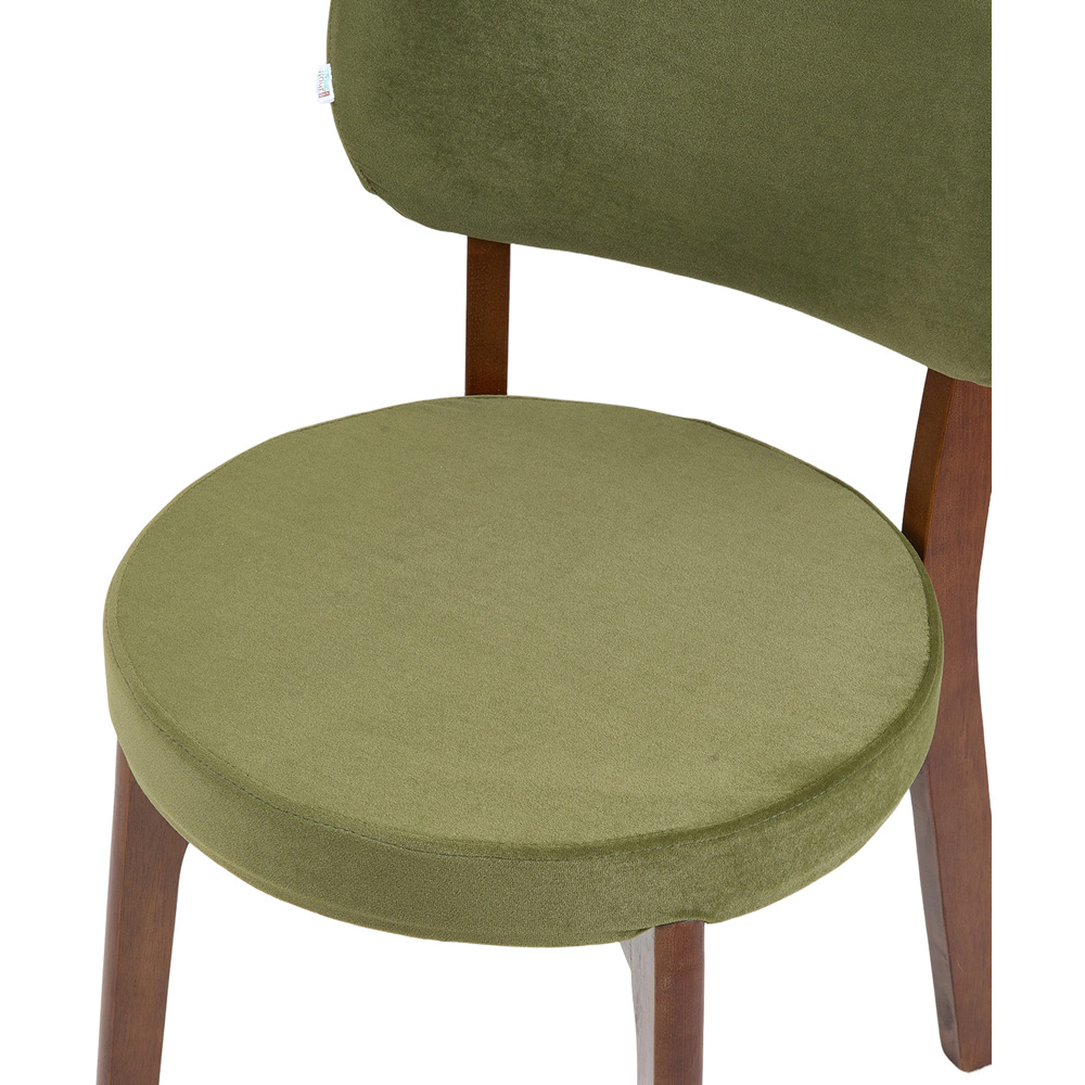Living and Home Set of 2 Green Linen-Effect Fabric Upholstered Rubberwood Dining Chairs Image 5