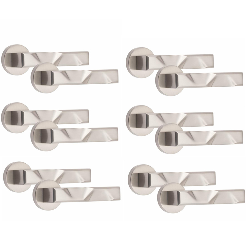 Golden Grace Satin Nickel Modern Nova Premium Door Handle Set 6 Set Image 1