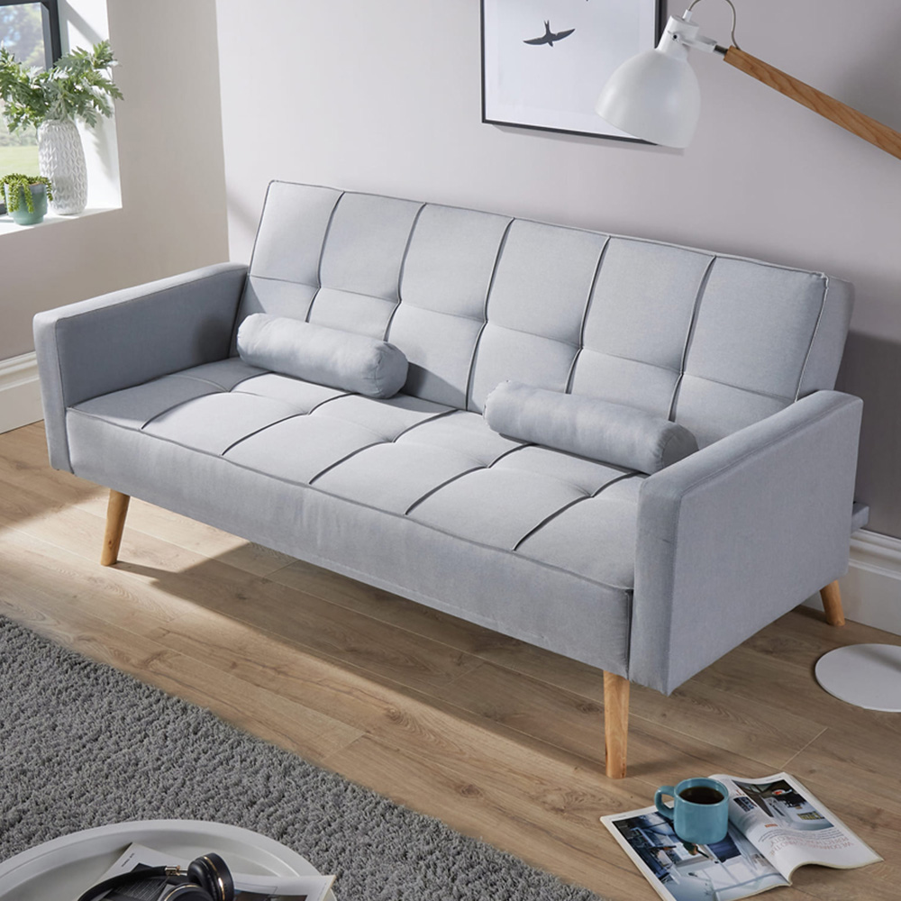 Home Source 3 Seater Folding Sofa Bed with Wooden Legs Image 1