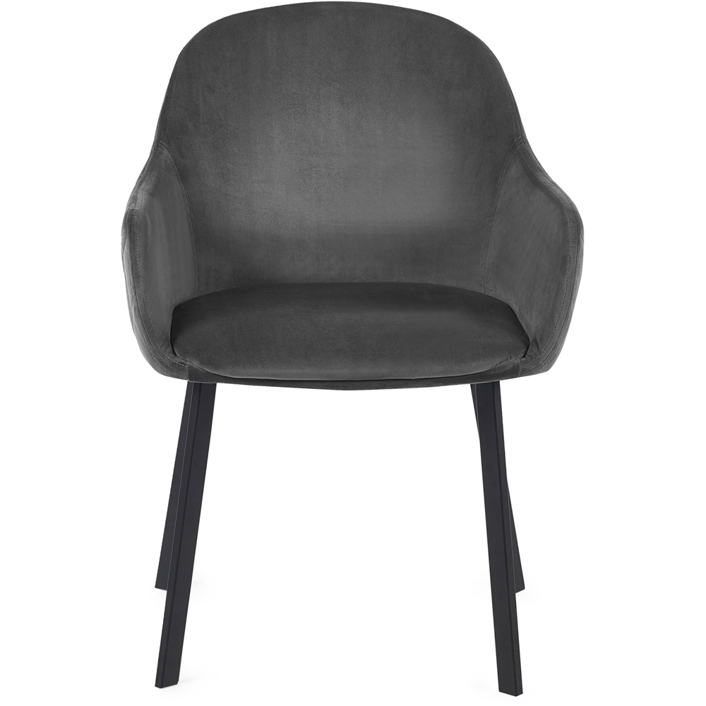 Julian Bowen Lima Set of 2 Grey Velvet Diamond Stitch Dining Chair Image 4
