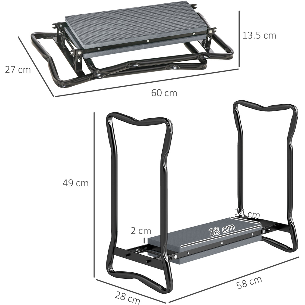 Outsunny Grey Garden Kneeler and Folding Foam Bench Image 7