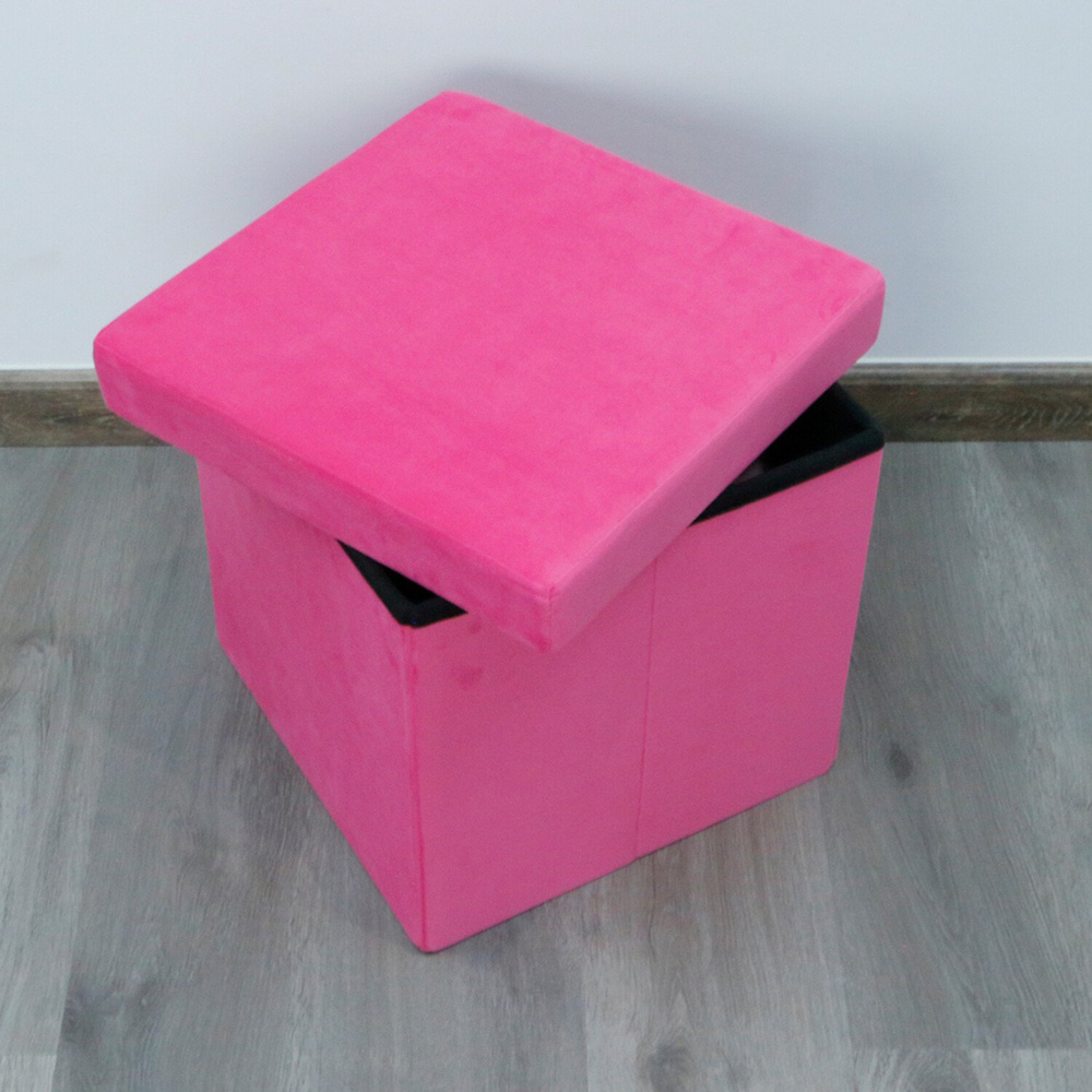 Seville Pink Velvet Storage Box Image 4