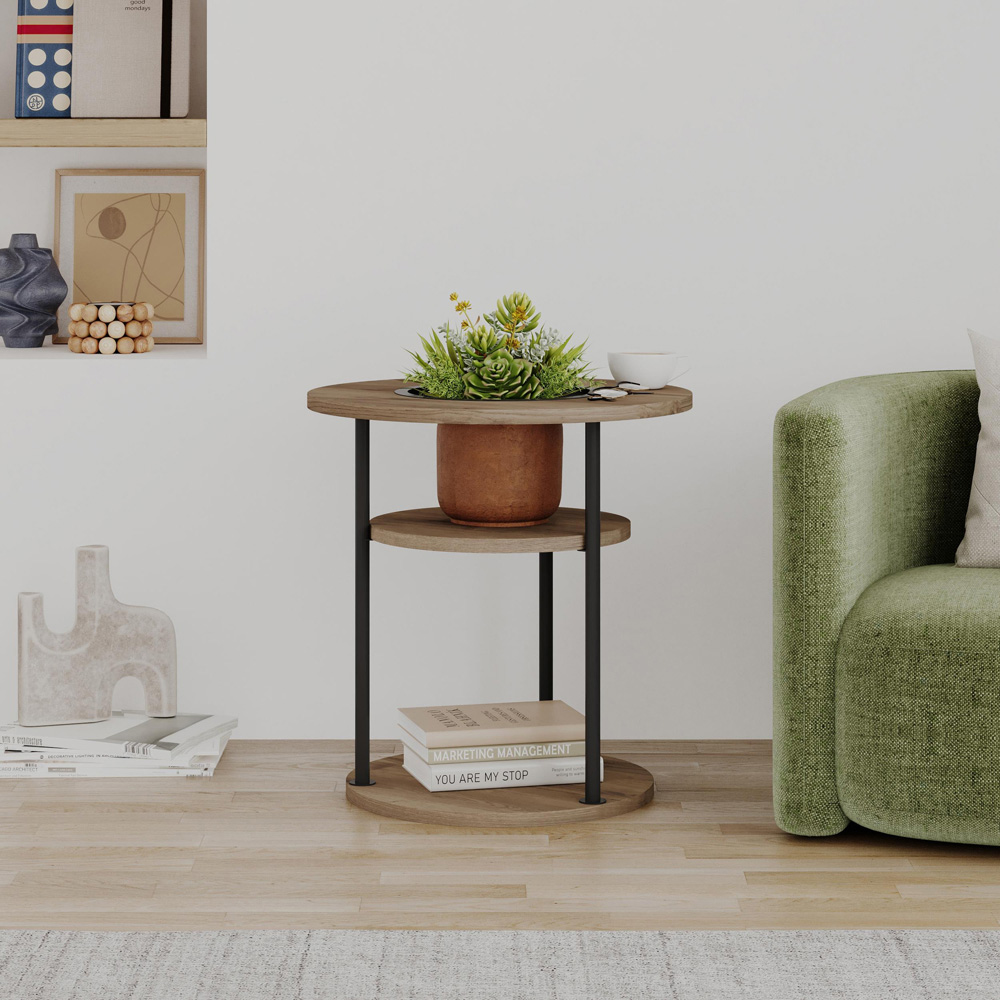 Decortie Grova 3-Tier Dark Oak Effect Side Table Image 5