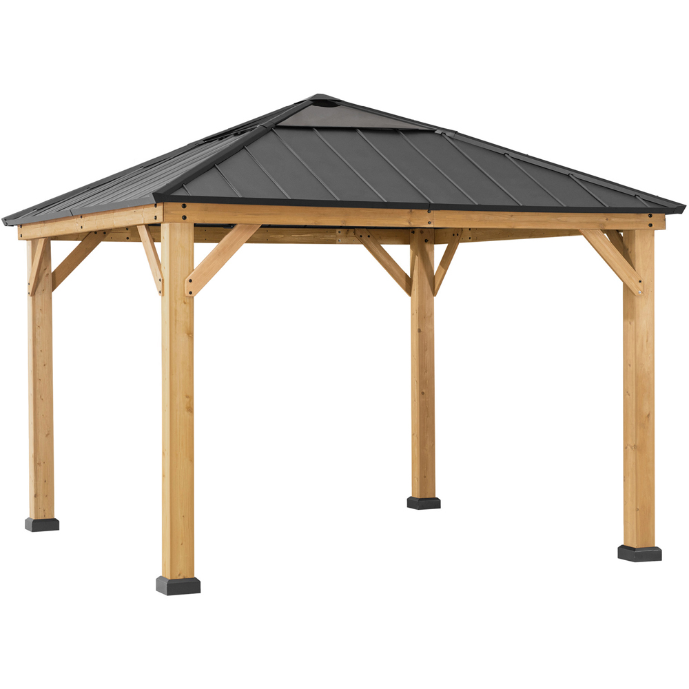 Sunjoy Pirin 3.36 x 3.36m Anthracite Cedar Wood Gazebo Image 3