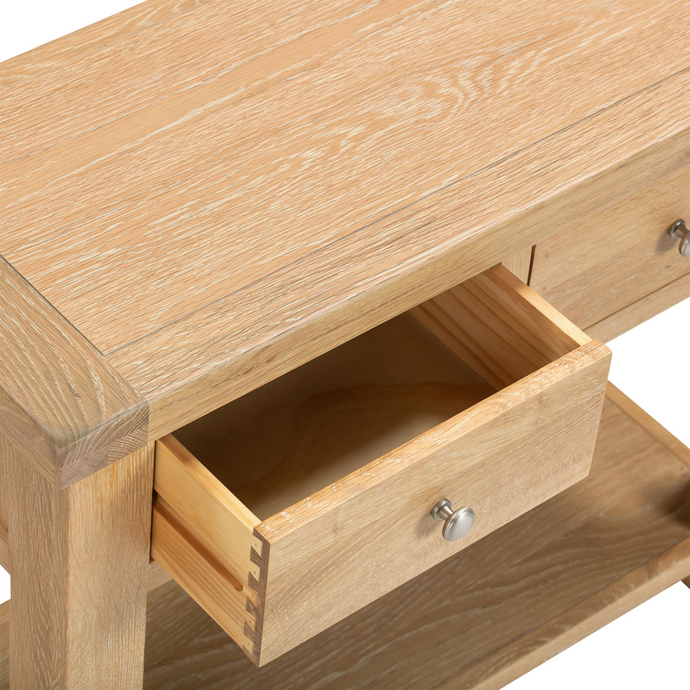 Seconique Windsor 2 Drawer Natural Oak Console Table Image 7