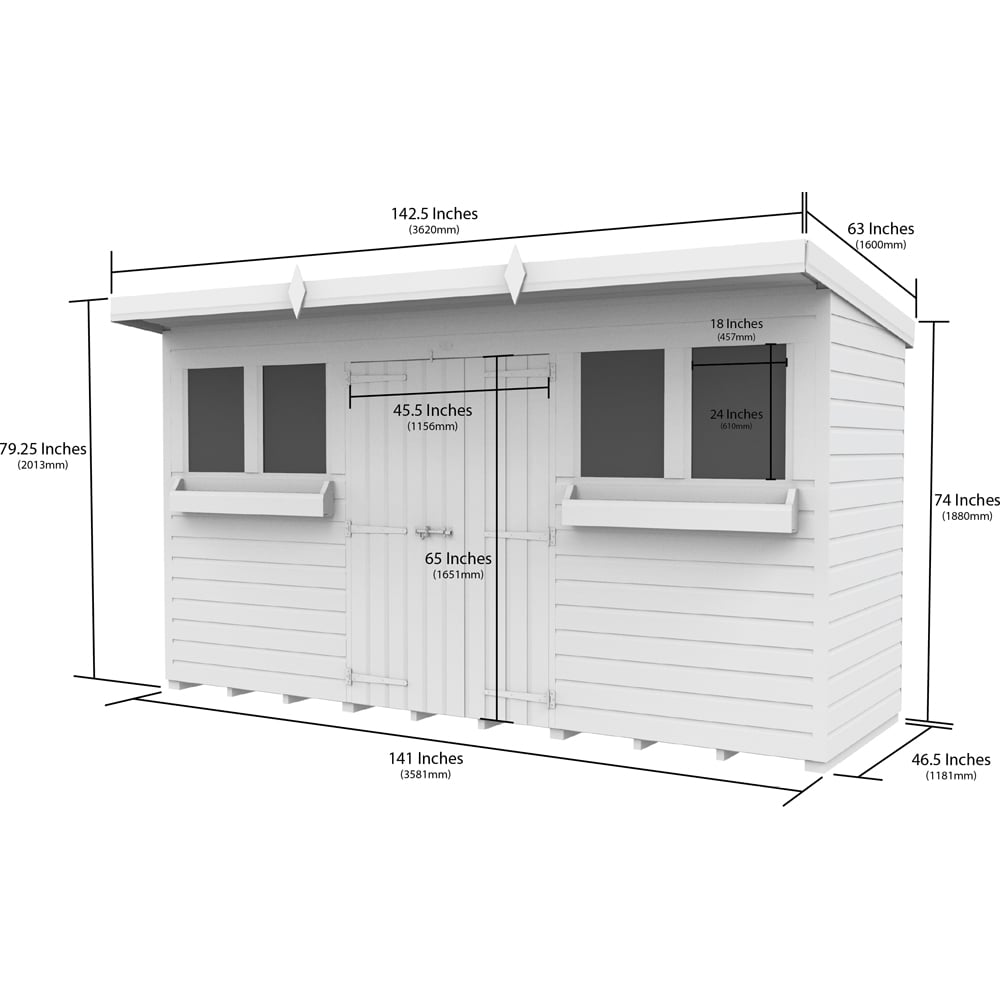 DIY Sheds 12 x 4ft Tongue and Groove Timber Pent Summer Garden Shed Image 8