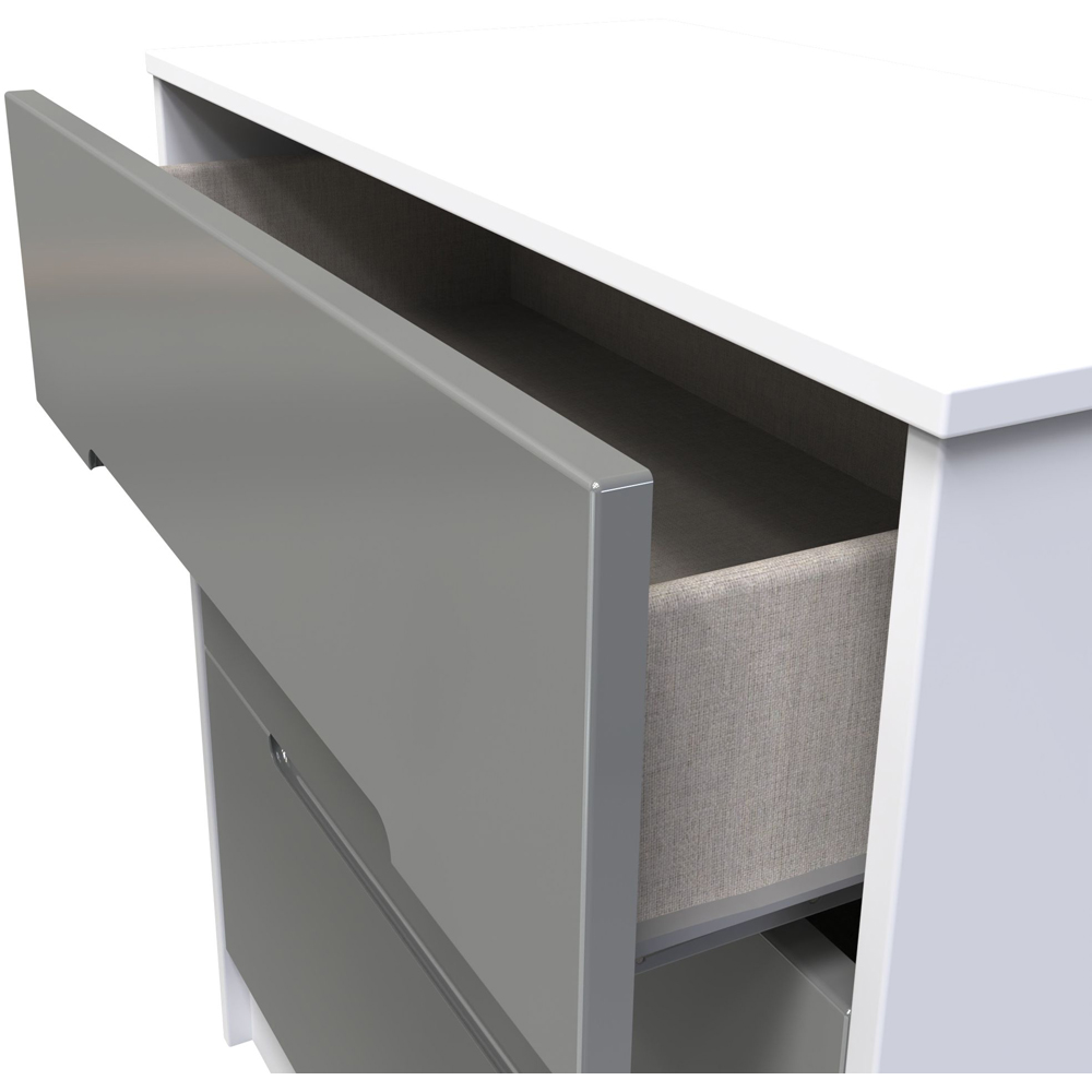 Crowndale Monaco 3 Drawer Grey Gloss and White Deep Chest of Drawers Ready Assembled Image 6