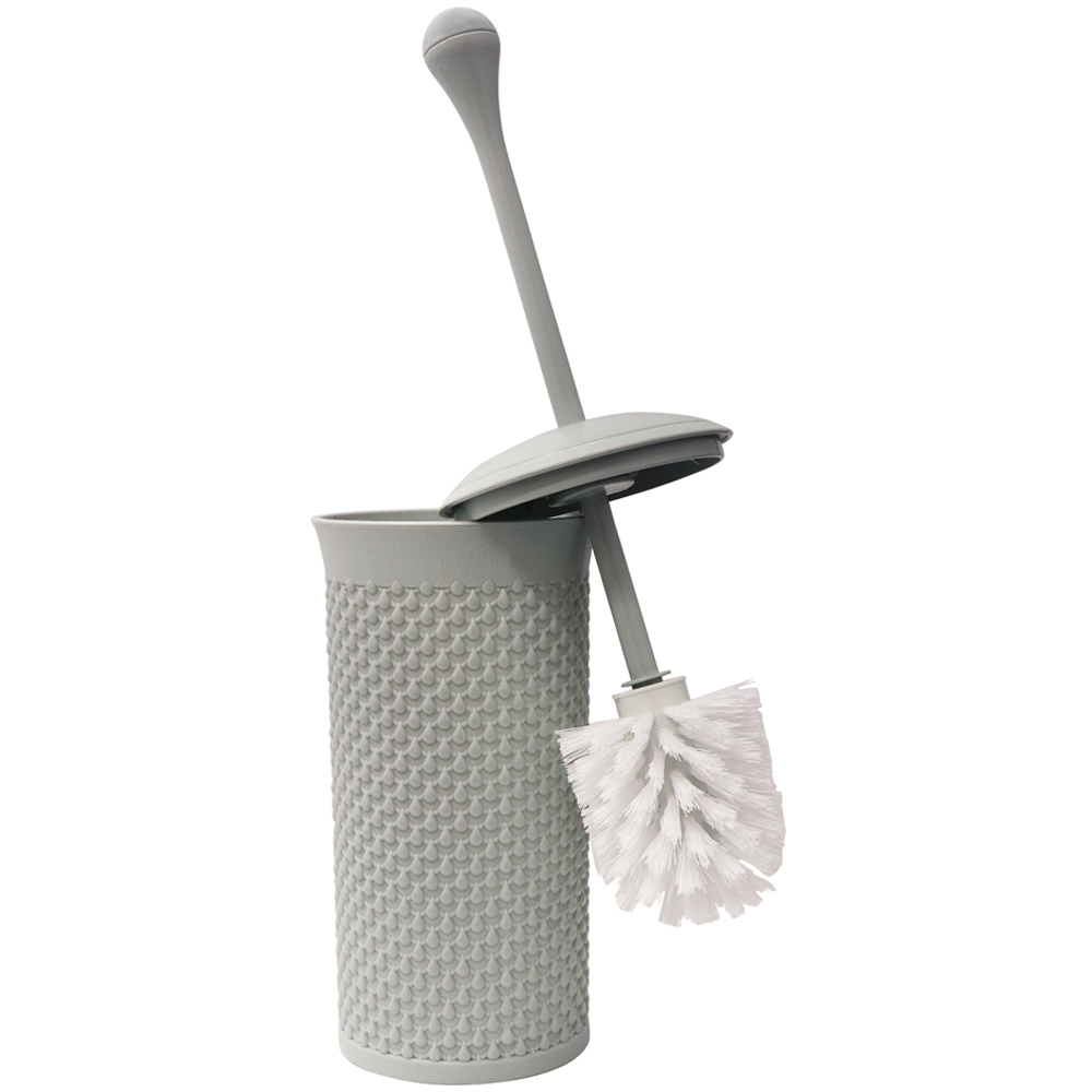 JVL Ice Grey Rectangular Lidded Bin and Droplette Toilet Brush Set Image 6