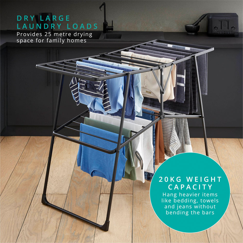 Swan Stealth Black Easy-Close Collapsible Clothes Airer 25m Image 4