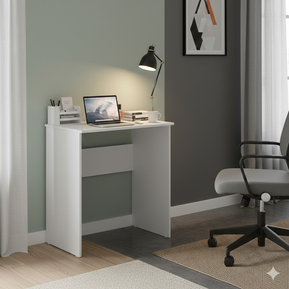 Shefa Luna Computer Desk with Keyboard Tray White Image 3