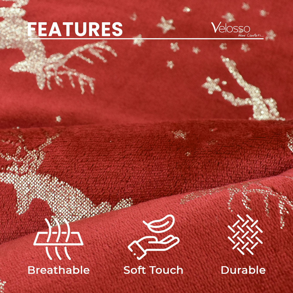 Velosso Red Dancing Stag Throw 120 x 150cm Image 3