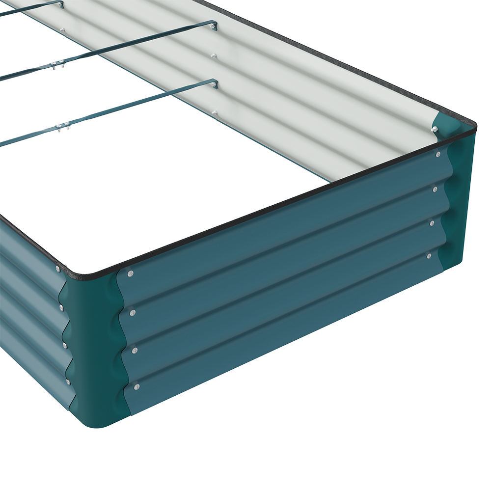 Living and Home Green Rectangular Galvanised Steel Raised Garden Bed 240 x 90cm Image 4