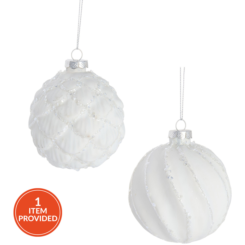 Matte White Ridged Bauble Image 1