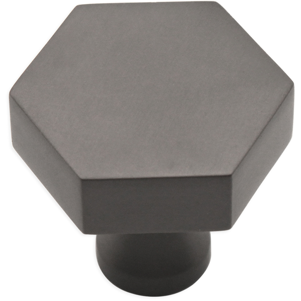 Spira Brass Gunmetal Grey Hexagonal 38mm Cupboard Knob Image 4
