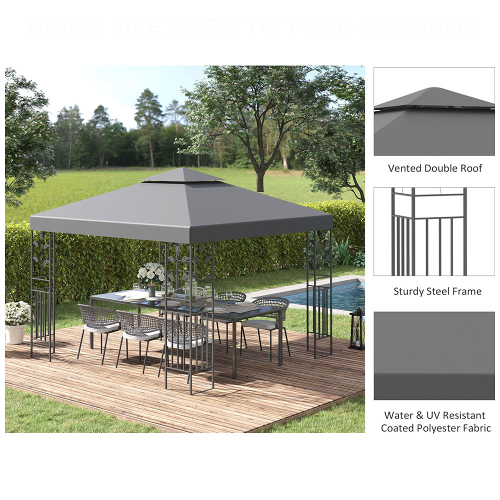 Outsunny 3 x 3m Sunshade Grey Canopy Gazebo Tent Image 7