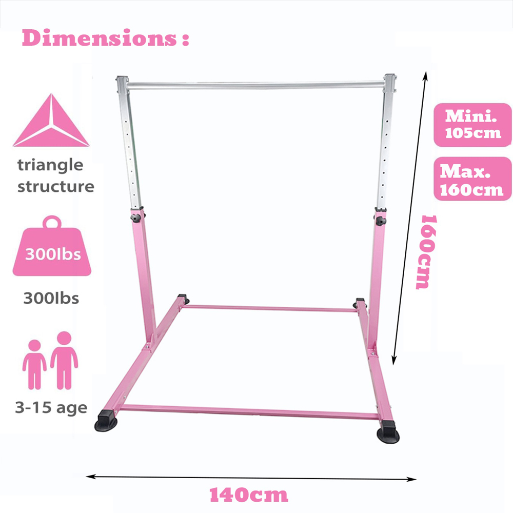 Gr8 Home Pink Adjustable Gymnastics Horizontal Kip Bar Image 6