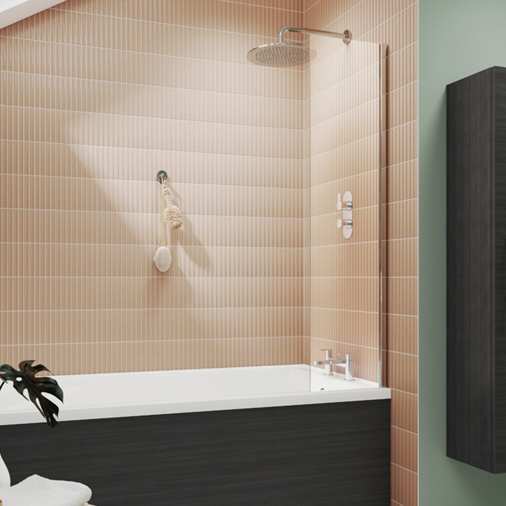 nuie Polished Chrome Fixed Bath Screen 350mm Image 2