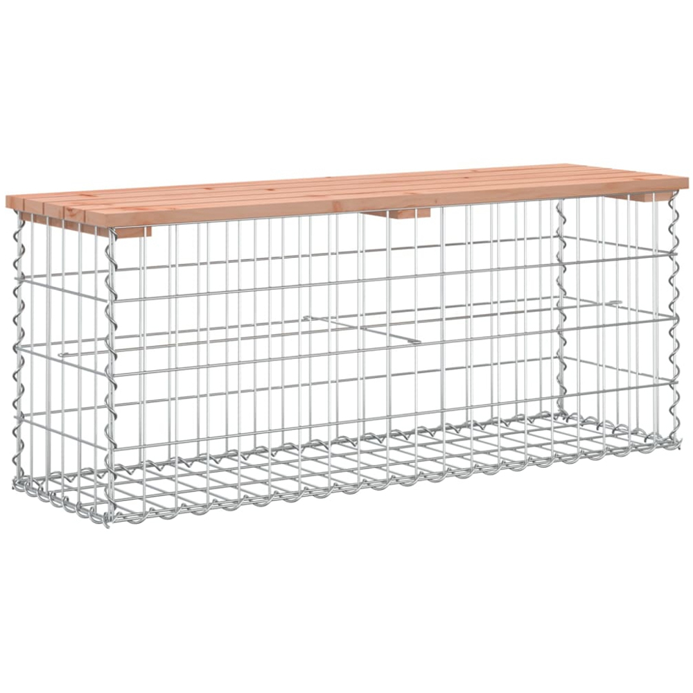 vidaXL Natural Solid Douglas Wood Gabion Design Garden Bench 103 x 31.5 x 42cm Image 4