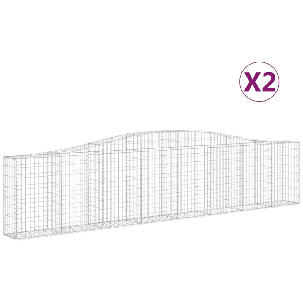 vidaXL Silver Galvanised Iron Arched Gabion Basket 400 x 30 x 80/100cm 2 Pack Image 4
