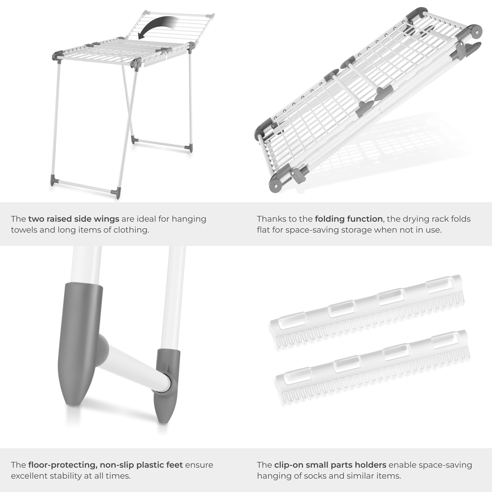 tectake Life White Indoor Foldable Clothes Airer 18m Image 5