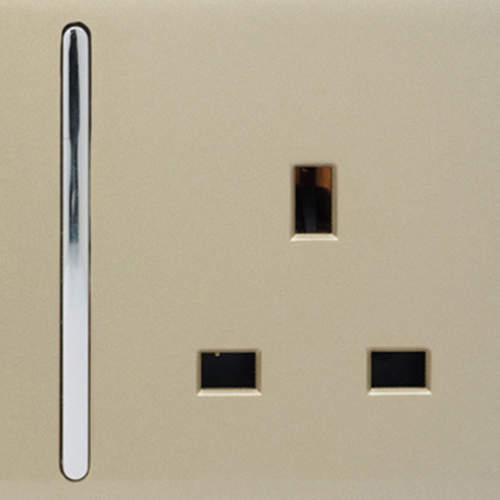 Trendi Switch 2 Gang 13amp Champagne Gold Long Switched Plug Socket Image 3