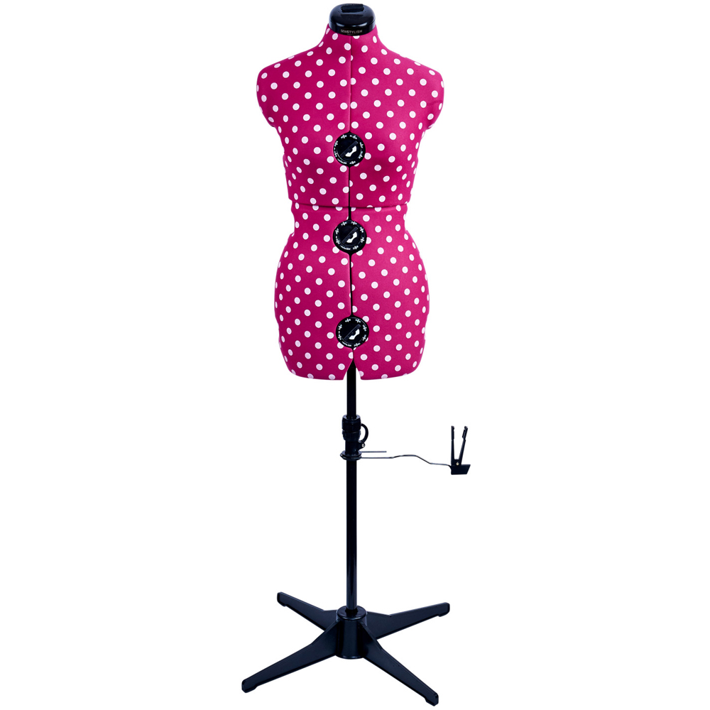 Sewing Online 5905A Cerise Polka Adjustable 8-Part Dressmakers Dummy with Hem Marker Small Image 2