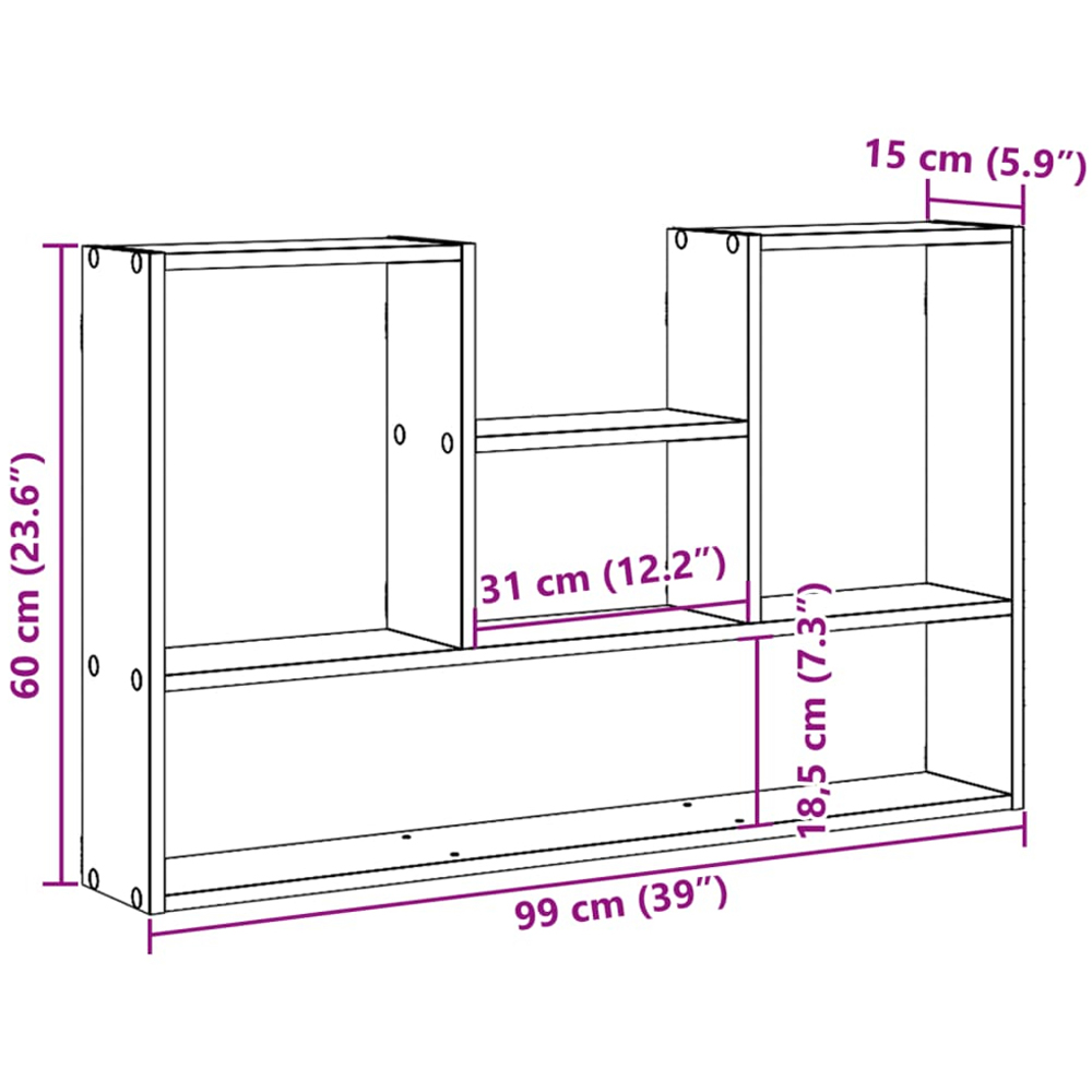 vidaXL 5 Shelf Sonoma Oak Floating Wall Shelf Image 9
