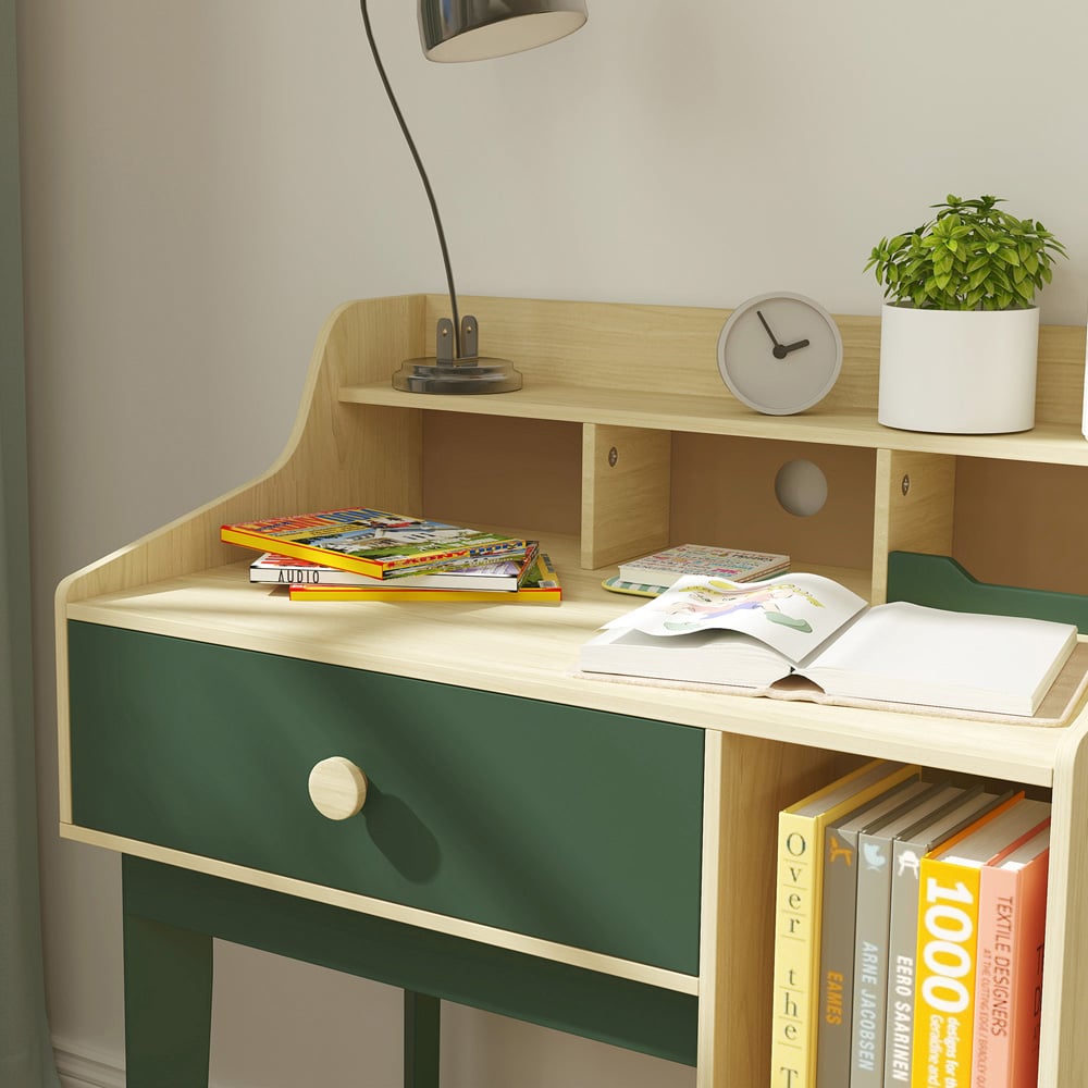 AIYAPLAY Single Drawer Green Kids Desk and Chair Set Image 3
