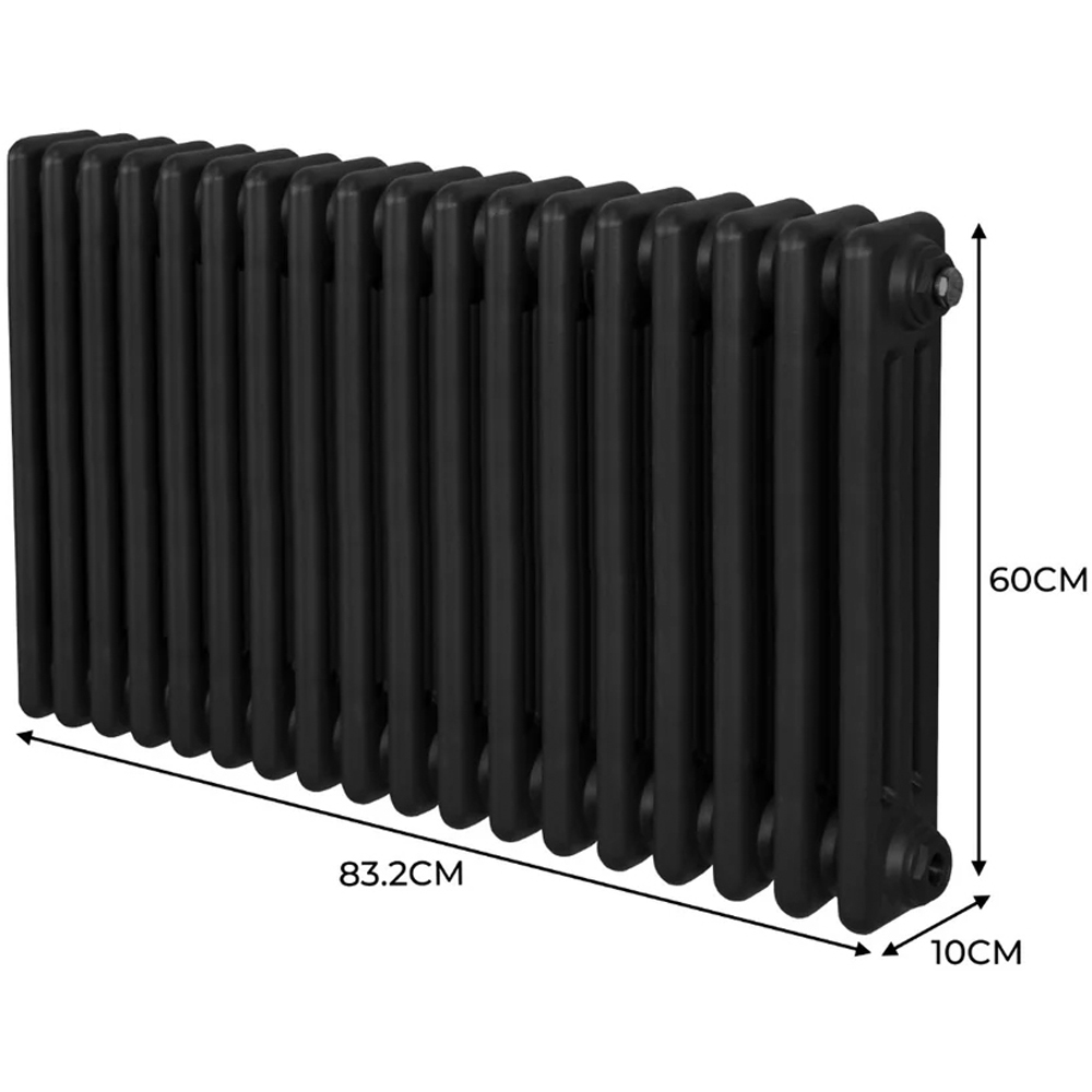 Monster Shop 4311 BTU Black Traditional 3 Column Radiator 600 x 832mm Image 6