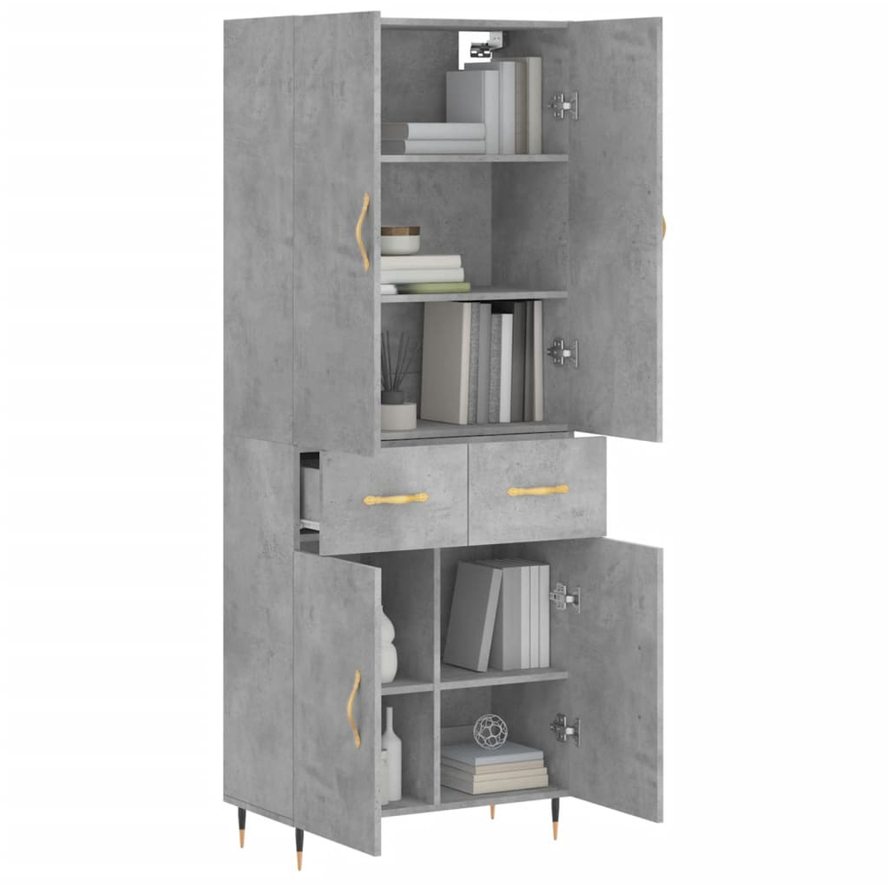 vidaXL 4 Door 2 Drawer Concrete Grey Highboard Image 3