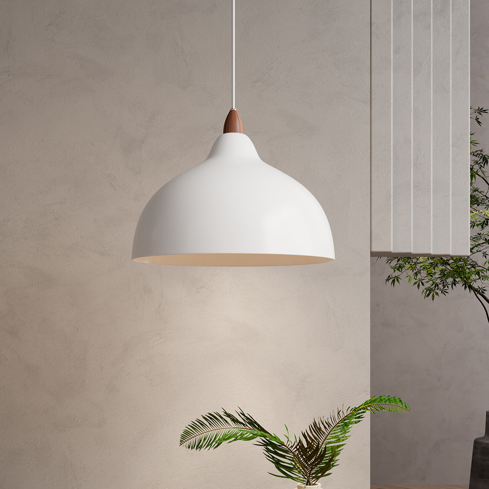 Living and Home White Iron Industrial Style E27 Pendant Light Image 7