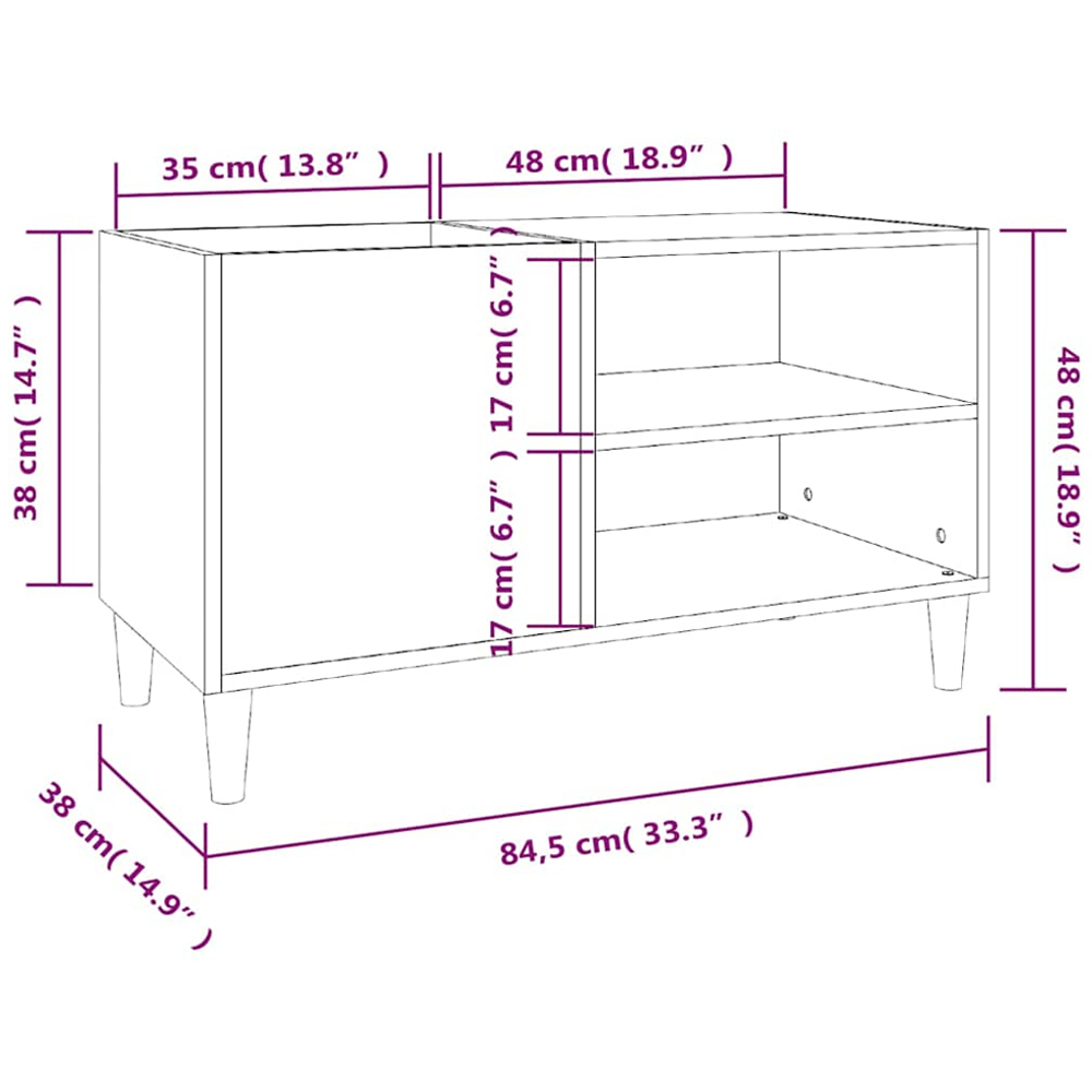 vidaXL 2 Shelf Grey Sonoma Record Cabinet Image 8