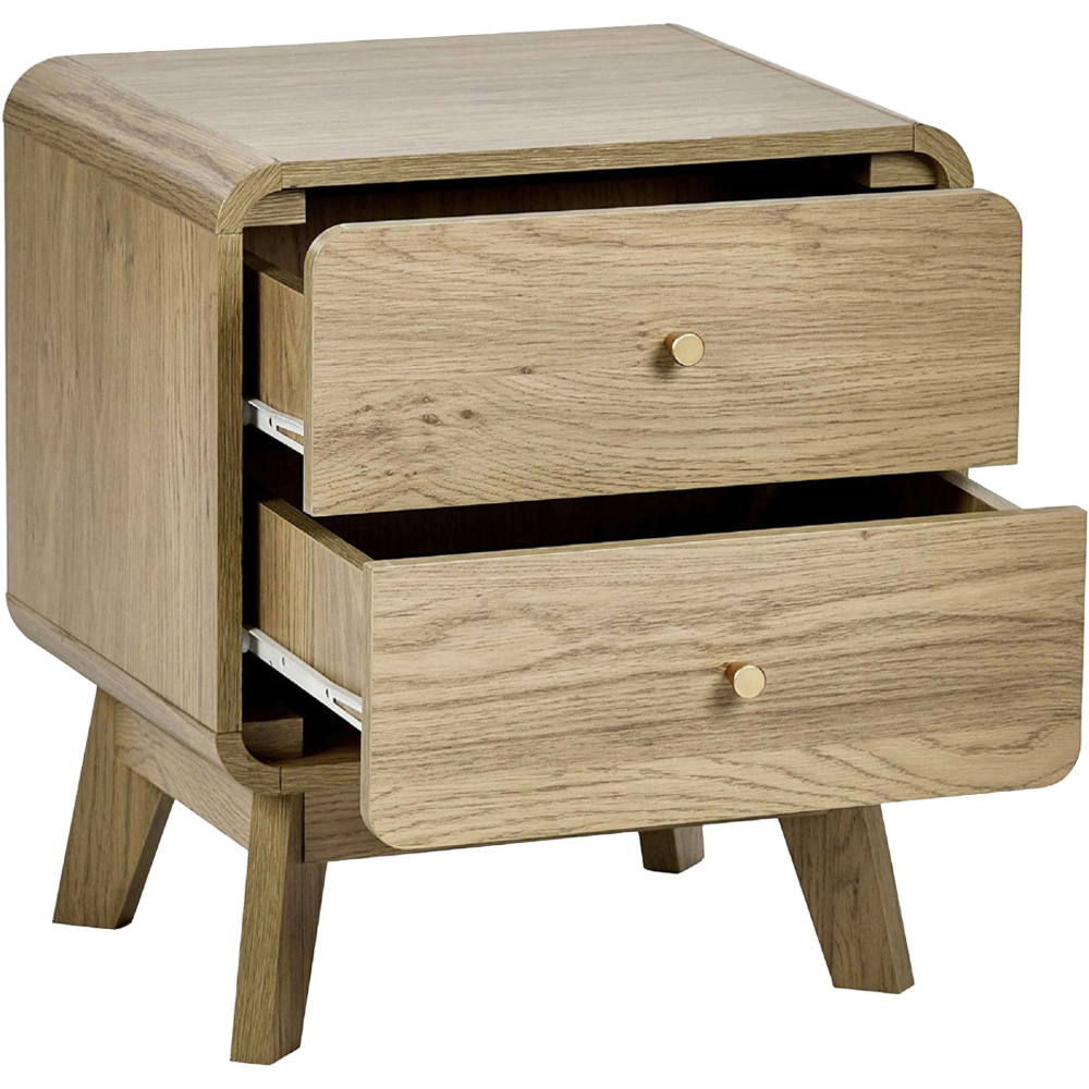 Julian Bowen Ingrid 2 Drawer Oak Bedside Table Image 3