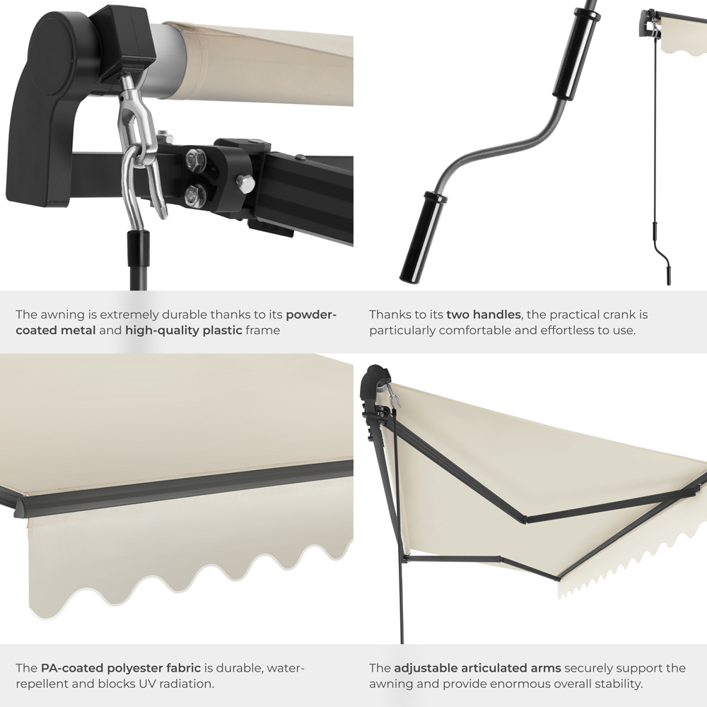 tectake Ornella Beige Retractable Awning 3 x 2.5m Image 6