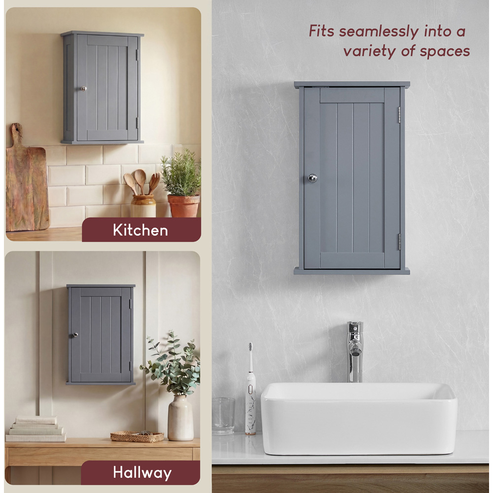 BATH VIDA Priano Single Door Grey Wall Mounted Bathroom Cabinet Image 5
