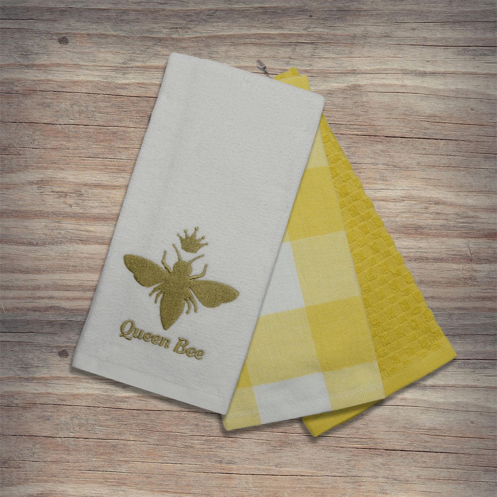 Kitchen Trends 3 Piece Queen Bee Tea Towel Set Image 2