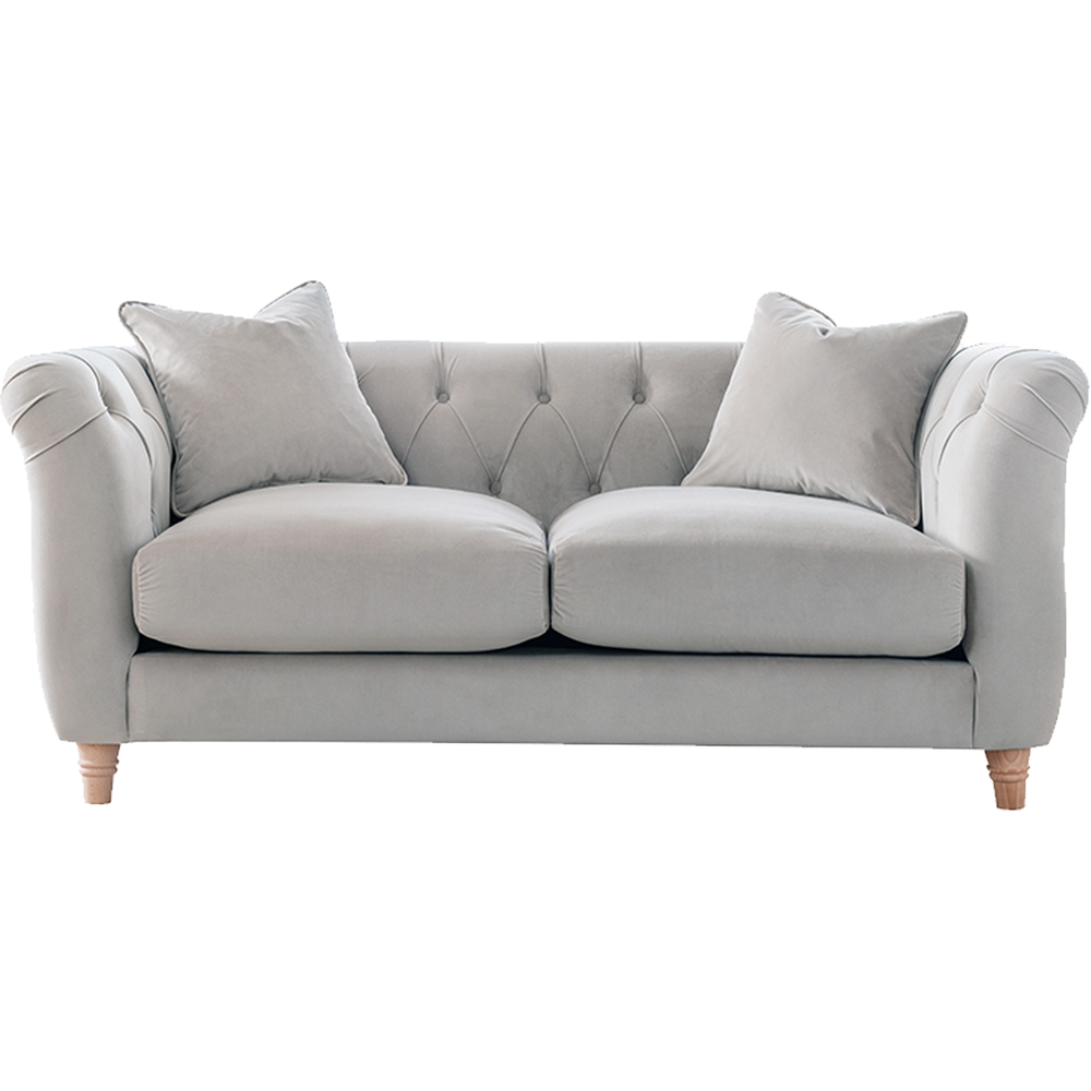 Elsie Chesterfield 2 Seater Chalk Plush Velvet Sofa Image 2