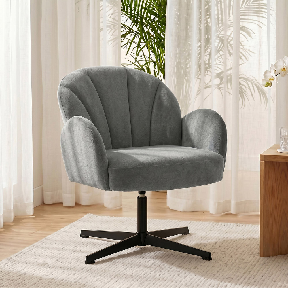 HOMCOM Grey Modern Swivel Accent Chair Image 2