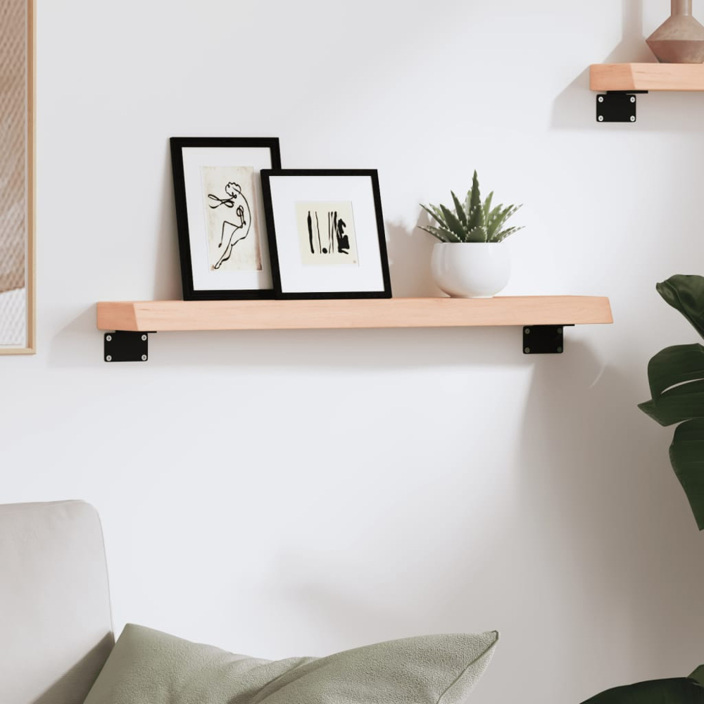 vidaXL 60 x 10 x 4cm Untreated Solid Oak Wooden Wall Shelf Image 2