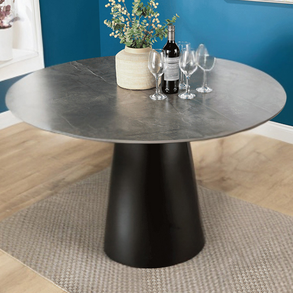 Home Source Grayson 4 Seater Round Dining Table Grey Image 1