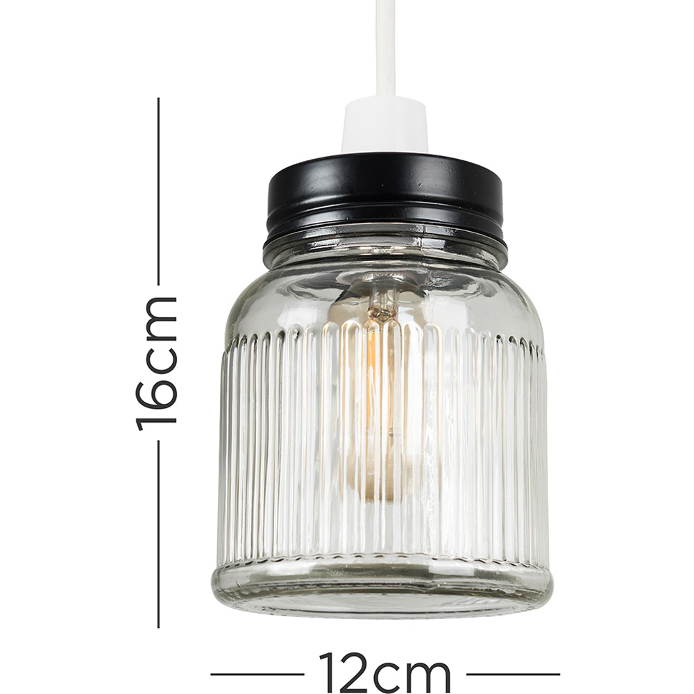 ValueLights Black Ribbed Glass Jar Ceiling Pendant Shade Image 8