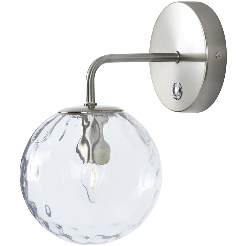 Teamson Home Silver Single Light Armed Wall Sconce Glass Globe Shade Image 1