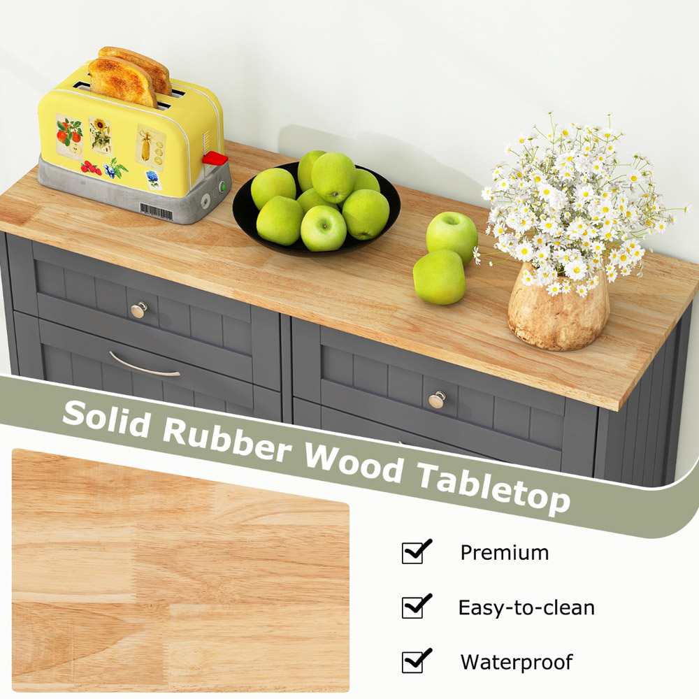 Costway Grey Kitchen Tilt Out Trash Cabinet with 70L Hidden Garbage Holder Image 7